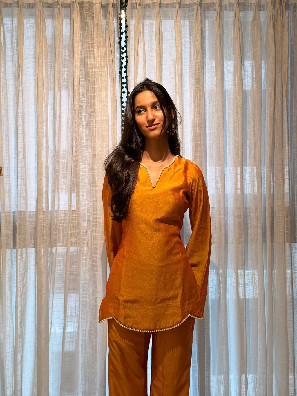 Saffron Pearl Kurti Plazzo Set
