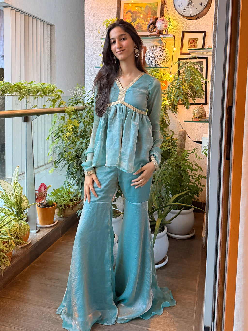 Sea Mist Sharara Set