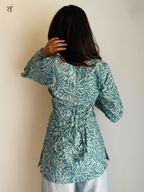 Mystic Teal Verse Short Kurti