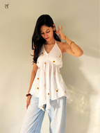 Ivory Bloom Halter Kurti