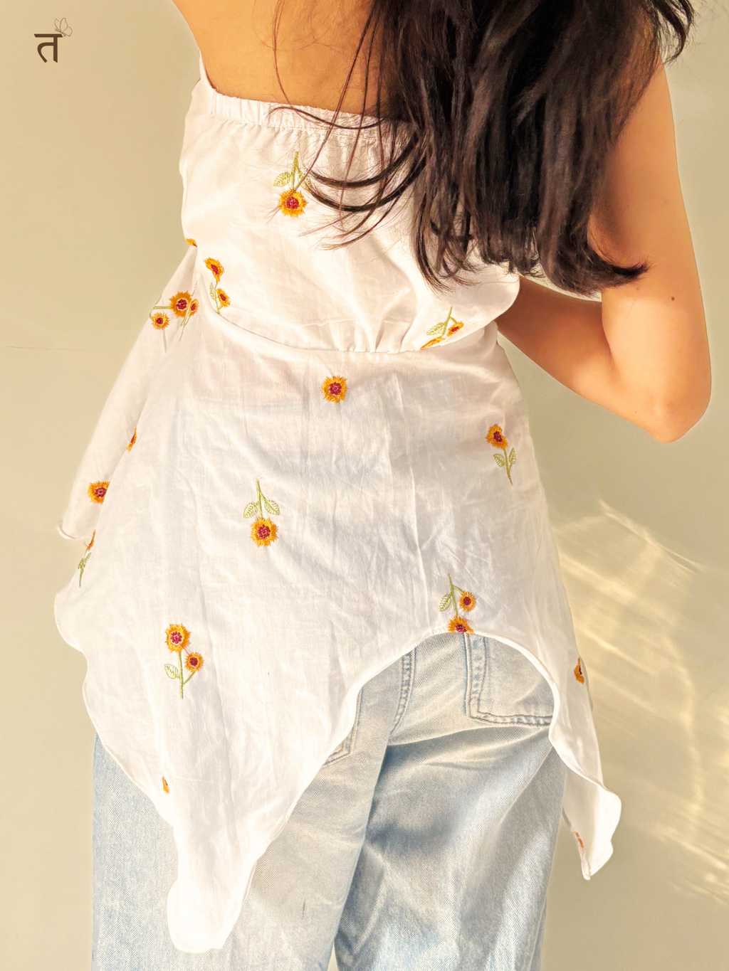 Ivory Bloom Halter Kurti
