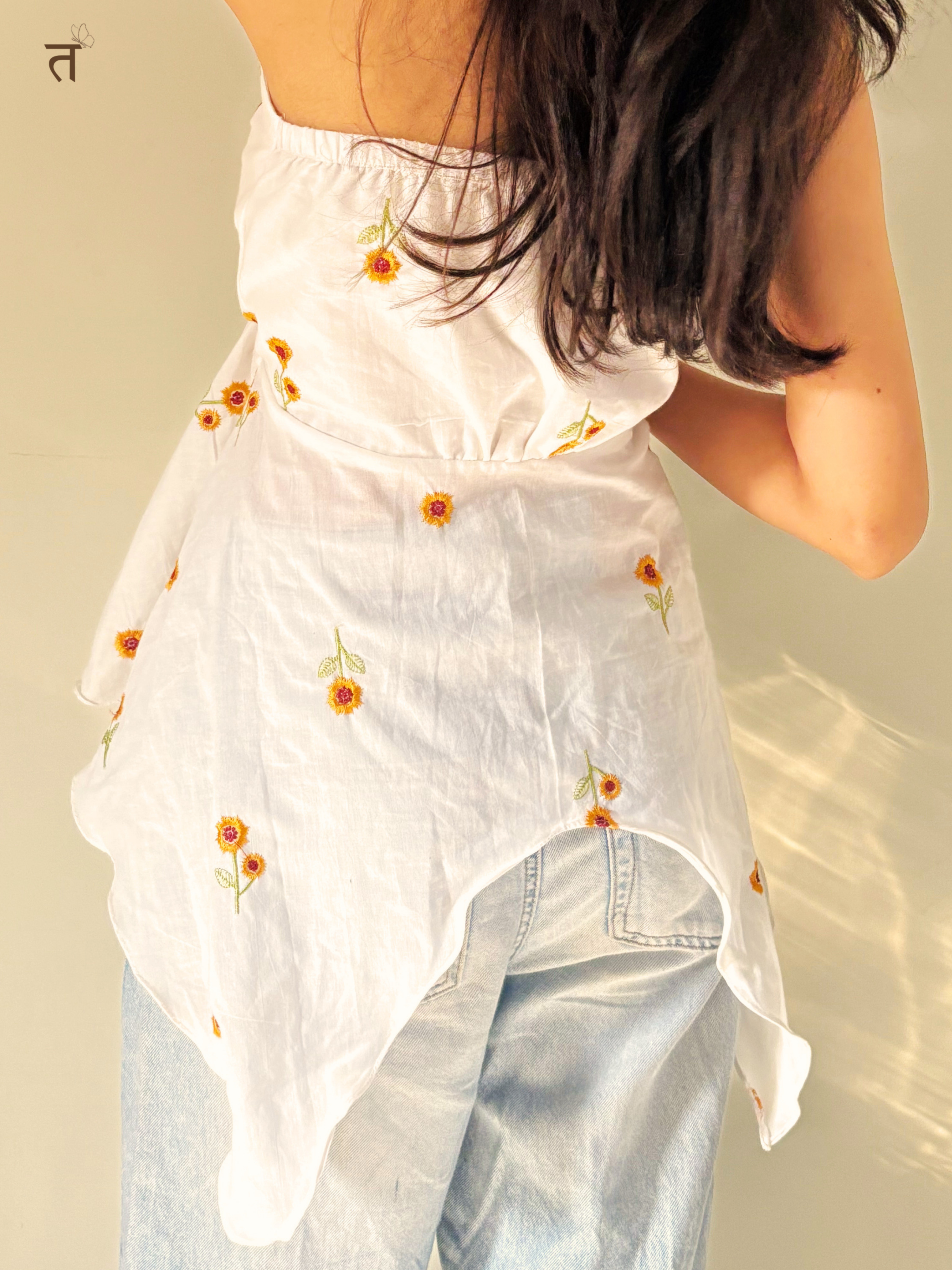 Ivory Bloom Halter Kurti