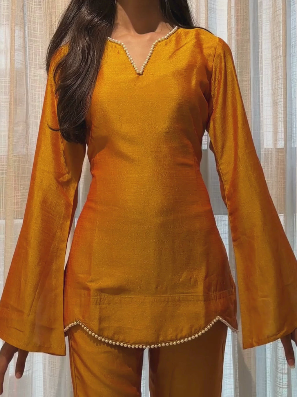 Saffron Pearl Kurti Plazzo Set